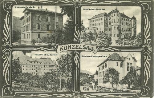 Alte Postkarte mit Motiven vom Lehrerseminar.
