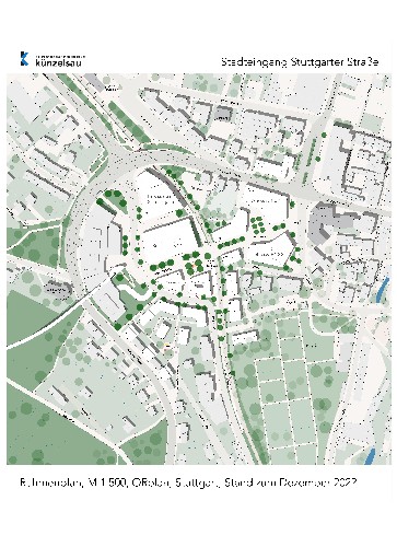 Plan der den gesamten Bereich Stadteingang Stuttgarter Straße  darstellt - in Grüntönen