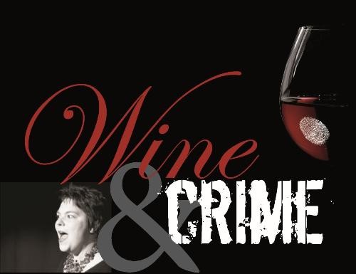 Collage mit Schriftzug Wine & Crime und Karin FU.