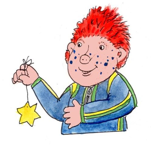 Comic-Zeichnung, Sams mit roten Haaren