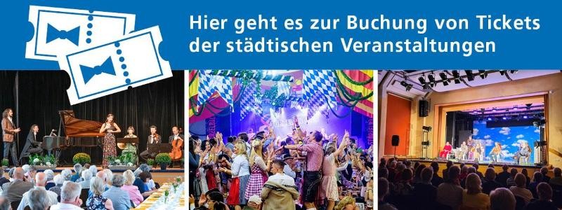 Collage: Konzert, Volksfest und Theaterstück