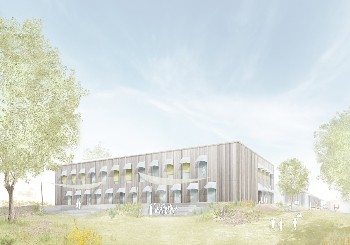 Colorierte Außenansicht des geplanten Erweiterungsbaus