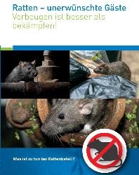 Ratten in Kanalsystem und Schriftzug "Ratten - unerwünschte Gäste /Vorbeugen ist besser als bekämpfen"
