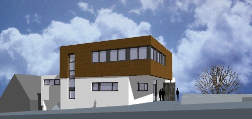 Virtuelles Modell des neuen Dorfgemeinschaftshauses Nagelsberg.