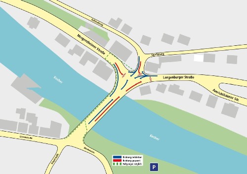 Plan der Straßensperrung an der Kocherbrücke