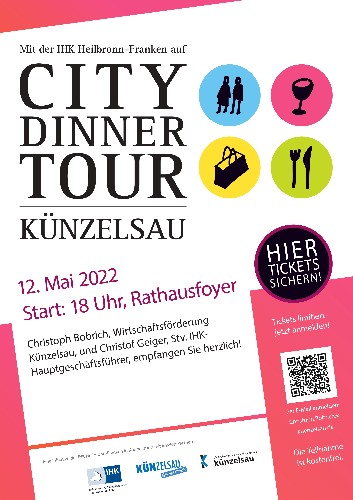 Plakat mit dem Termin der City Dinner Tour